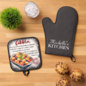 Gepersonaliseerd Cobbler bakrecept Ovenwant & Pannenlap Set (Top down)