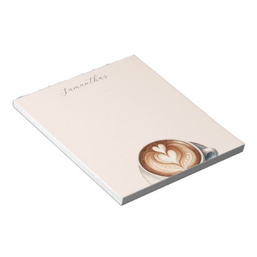 Gepersonaliseerd Coffee-Theme Notitieblok met Latt (Schuin)