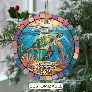Gepersonaliseerd Colombia Ornament, Zee Schildpad Keramisch Ornament