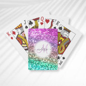 Gepersonaliseerd Colorful Glitter Mermaid Monogram Pokerkaarten