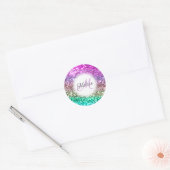 Gepersonaliseerd Colorful Glitter Mermaid Monogram Ronde Sticker (Envelop)