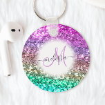 Gepersonaliseerd Colorful Glitter Mermaid Monogram Sleutelhanger<br><div class="desc">U kunt deze prachtige,  dunne,  faux glitter-sleutelhanger eenvoudig personaliseren met uw aangepaste handgeschreven script-monogram en naam.</div>