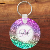 Gepersonaliseerd Colorful Glitter Mermaid Monogram Sleutelhanger (Voorkant)