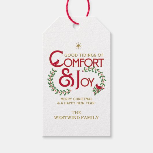 Gepersonaliseerd comfort en kerstvreugde cadeaulabel (Voorkant)