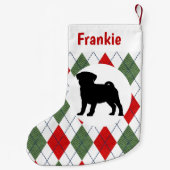 Gepersonaliseerd computerpatroon voor rode en groe kleine kerstsok (Achterkant)