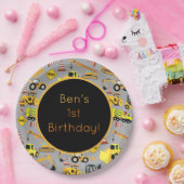 Gepersonaliseerd constructietranspatroon papieren bordje (Feest)