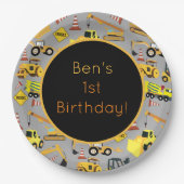 Gepersonaliseerd constructietranspatroon papieren bordje (Voorkant)