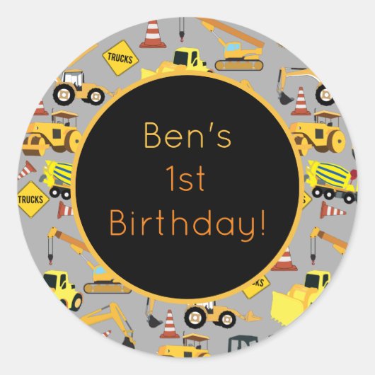 Gepersonaliseerd constructietranspatroon ronde sticker (Voorkant)