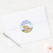 Gepersonaliseerd Cool Beach Baby Meisje Baby showe Ronde Sticker (Envelop)