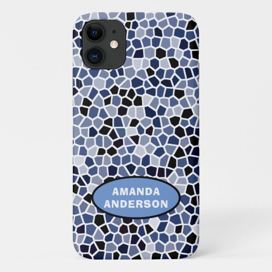 Gepersonaliseerd COOL Blue Glas in lood Patroon Case-Mate iPhone Case (Achterkant)