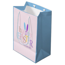 Gepersonaliseerd Cool Happy Easter Bunny Ears Roze Medium Cadeauzakje