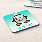Gepersonaliseerd Cool Penguin-Cartoon Onderzetter (Linkerzijde)