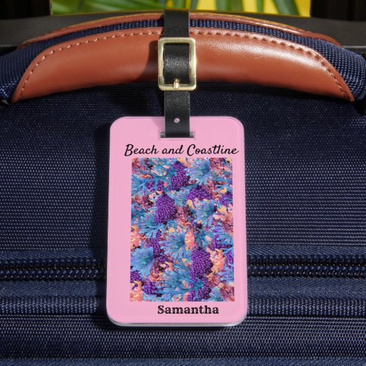 Gepersonaliseerd Coral Collage Bagagelabel (Voorkant Insitu 2)