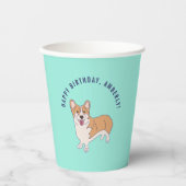 Gepersonaliseerd Corgi Dog Mint Groen Verjaardagsf Papieren Bekers (Voorkant)