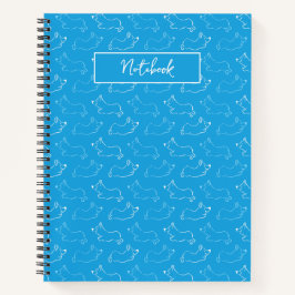 Gepersonaliseerd Corgi Handgetekend Doodle Teal Notitieboek