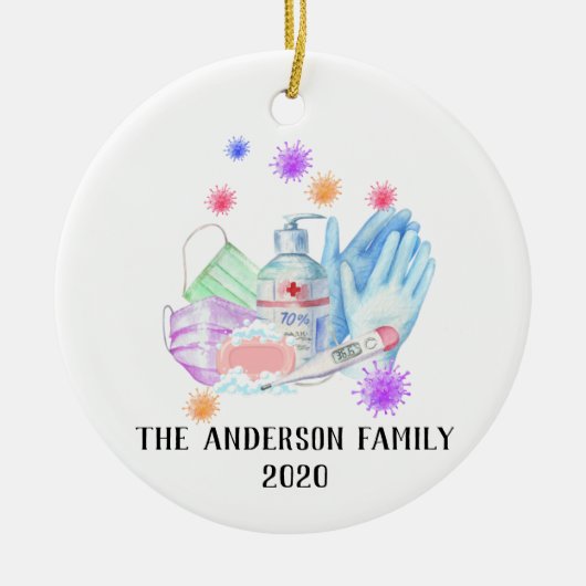 Gepersonaliseerd Coronavirus 2020 Covid Chritsmas Keramisch Ornament (Voorkant)