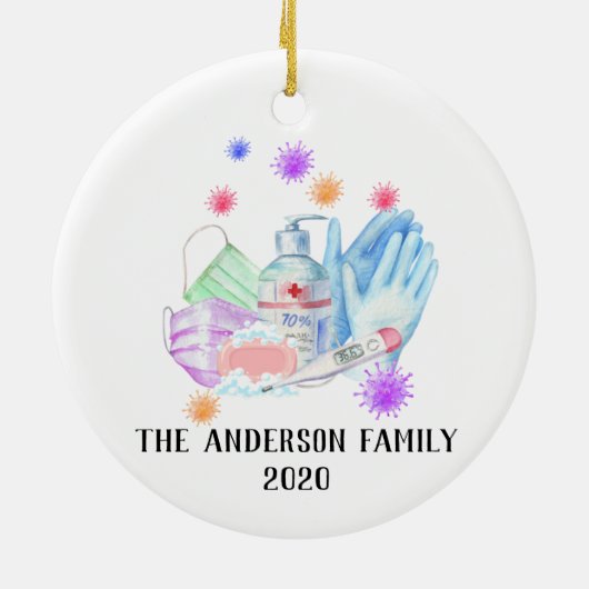 Gepersonaliseerd Coronavirus 2020 Covid Chritsmas Keramisch Ornament (Achterkant)
