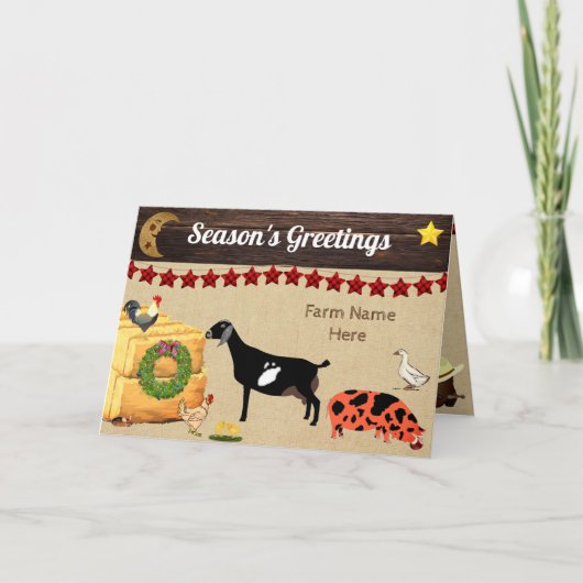Gepersonaliseerd - Country Christmas Nubian Goat Kaart (Voorkant)