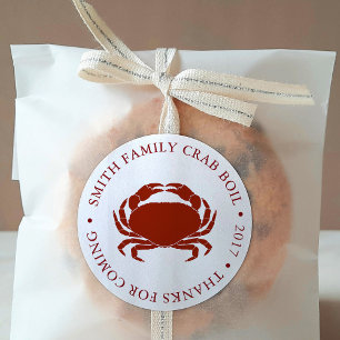 Gepersonaliseerd Crab Boil Event White Ronde Sticker