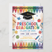 Gepersonaliseerd Crayon-thema voorschoolse Afstude Kaart (Voorkant)