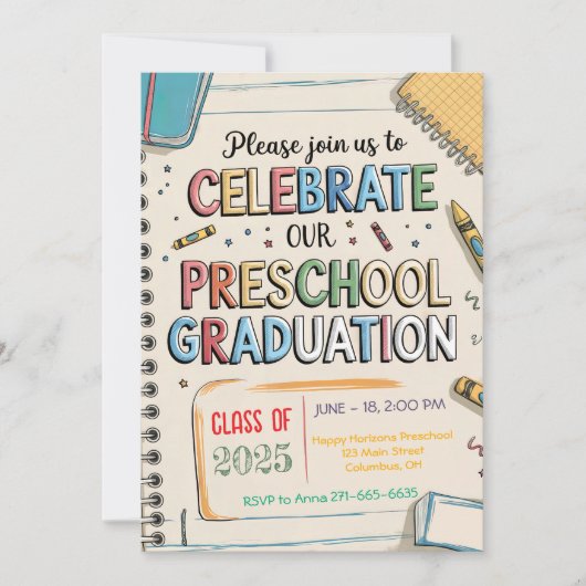 Gepersonaliseerd Crayons Notitieboek voorschoolse  Kaart (Voorkant)