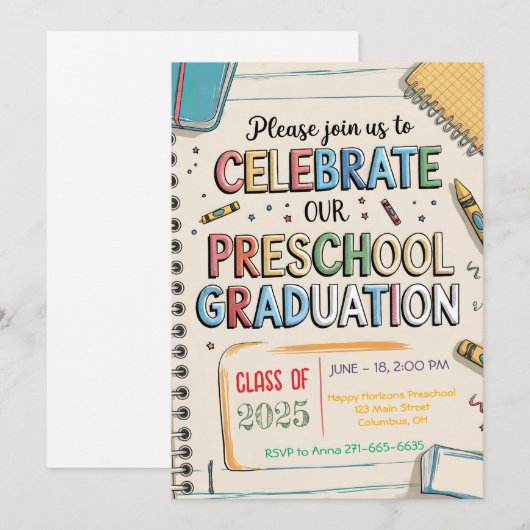 Gepersonaliseerd Crayons Notitieboek voorschoolse Kaart (Voorkant / Achterkant)