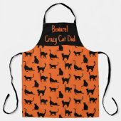 Gepersonaliseerd Crazy Cat Dad Halloween Schort (Voorkant)