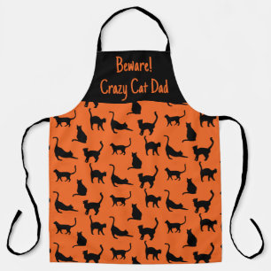 Gepersonaliseerd Crazy Cat Dad Halloween Schort