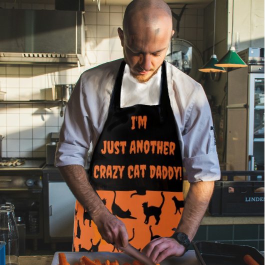 Gepersonaliseerd Crazy Cat Daddy Halloween Schort
