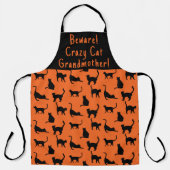 Gepersonaliseerd Crazy Cat Grootmoeder Halloween Schort (Voorkant)