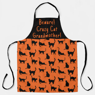 Gepersonaliseerd Crazy Cat Grootmoeder Halloween Schort