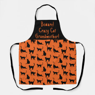 Gepersonaliseerd Crazy Cat Grootmoeder Halloween Schort