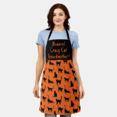 Gepersonaliseerd Crazy Cat Grootmoeder Halloween Schort (Gedragen)