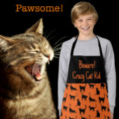 Gepersonaliseerd Crazy Cat Kind Halloween Schort