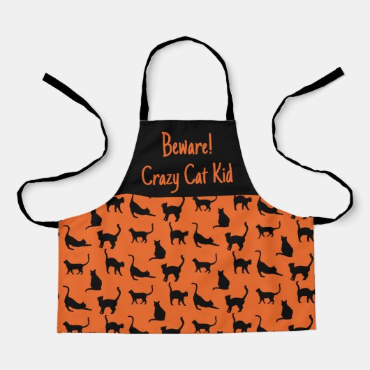 Gepersonaliseerd Crazy Cat Kind Halloween Schort (Voorkant)