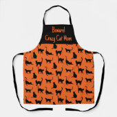 Gepersonaliseerd Crazy Cat Mom Halloween Schort (Voorkant)