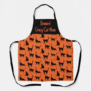 Gepersonaliseerd Crazy Cat Mom Halloween Schort