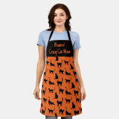 Gepersonaliseerd Crazy Cat Mom Halloween Schort (Gedragen)