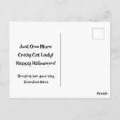 Gepersonaliseerd Crazy Cat Witch Halloween Post Ka Briefkaart (Achterkant)
