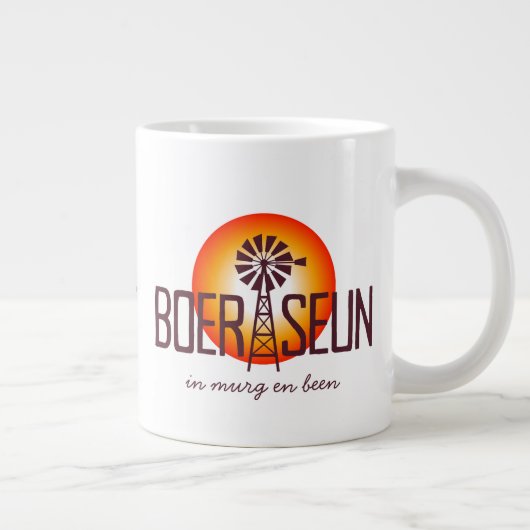 Gepersonaliseerd / Custum BOERSEUN Windpomp Afrika Grote Koffiekop (Rechts)