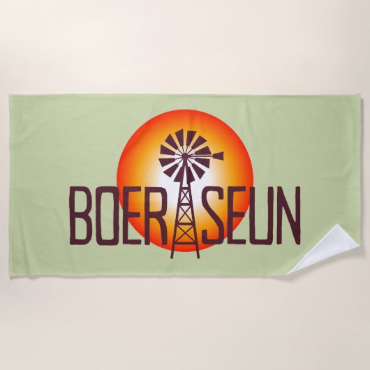 Gepersonaliseerd / Custum BOERSEUN Windpomp Afrika Strandlaken (Voorkant)