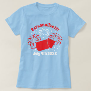 GEPERSONALISEERD Cute 4 juli Vuurwerk T-Shirt