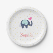 Gepersonaliseerd Cute Elephant en Stars Pattern Papieren Bordje (Voorkant)
