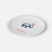 Gepersonaliseerd Cute Elephant en Stars Pattern Papieren Bordje (Gekanteld)