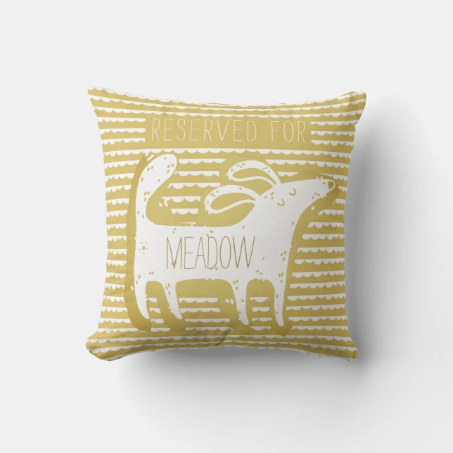 Gepersonaliseerd Cute Gold Dog Monoprint Sierkusse Kussen (Voorkant)