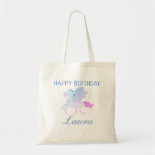Gepersonaliseerd Cute Happy Birthday Pastel Unicor Tote Bag