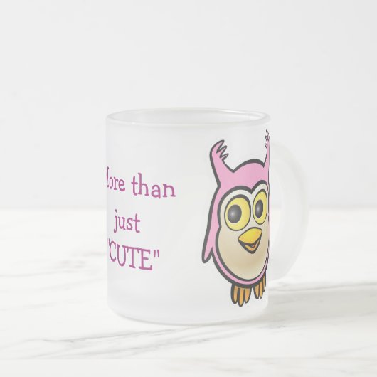 Gepersonaliseerd Cute Pink Baby Owl Cartoon Matglas Koffiemok (Voorkant rechts)