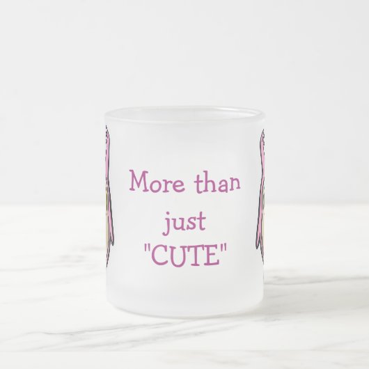 Gepersonaliseerd Cute Pink Baby Owl Cartoon Matglas Koffiemok (Center)