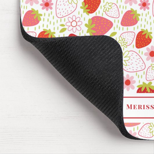 Gepersonaliseerd Cute Red Strawberry Pattern Muismat (Hoek)