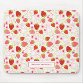 Gepersonaliseerd Cute Red Strawberry Pattern Muismat (Voorkant)